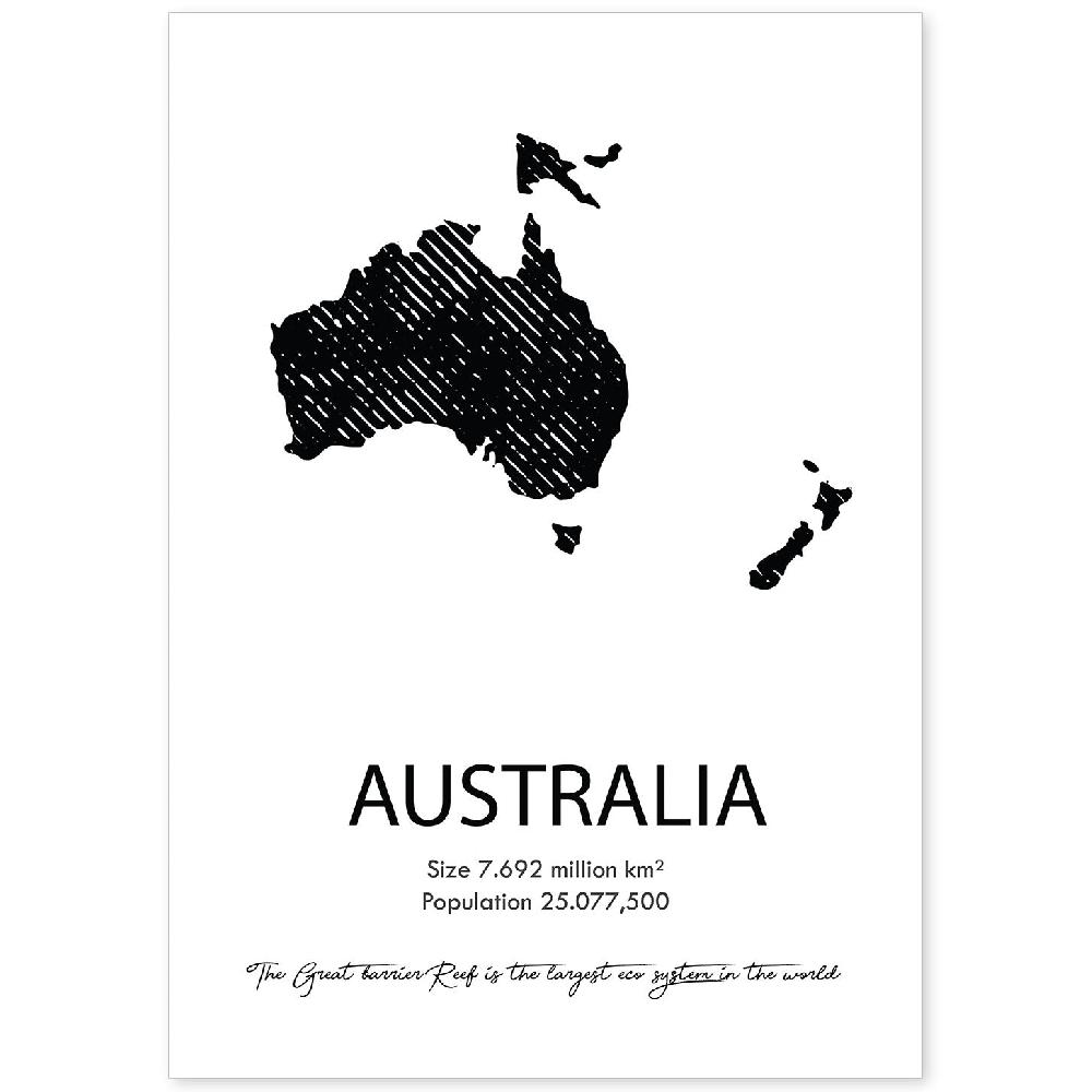 nacnic Póster de Australia y Continentes del Mundo