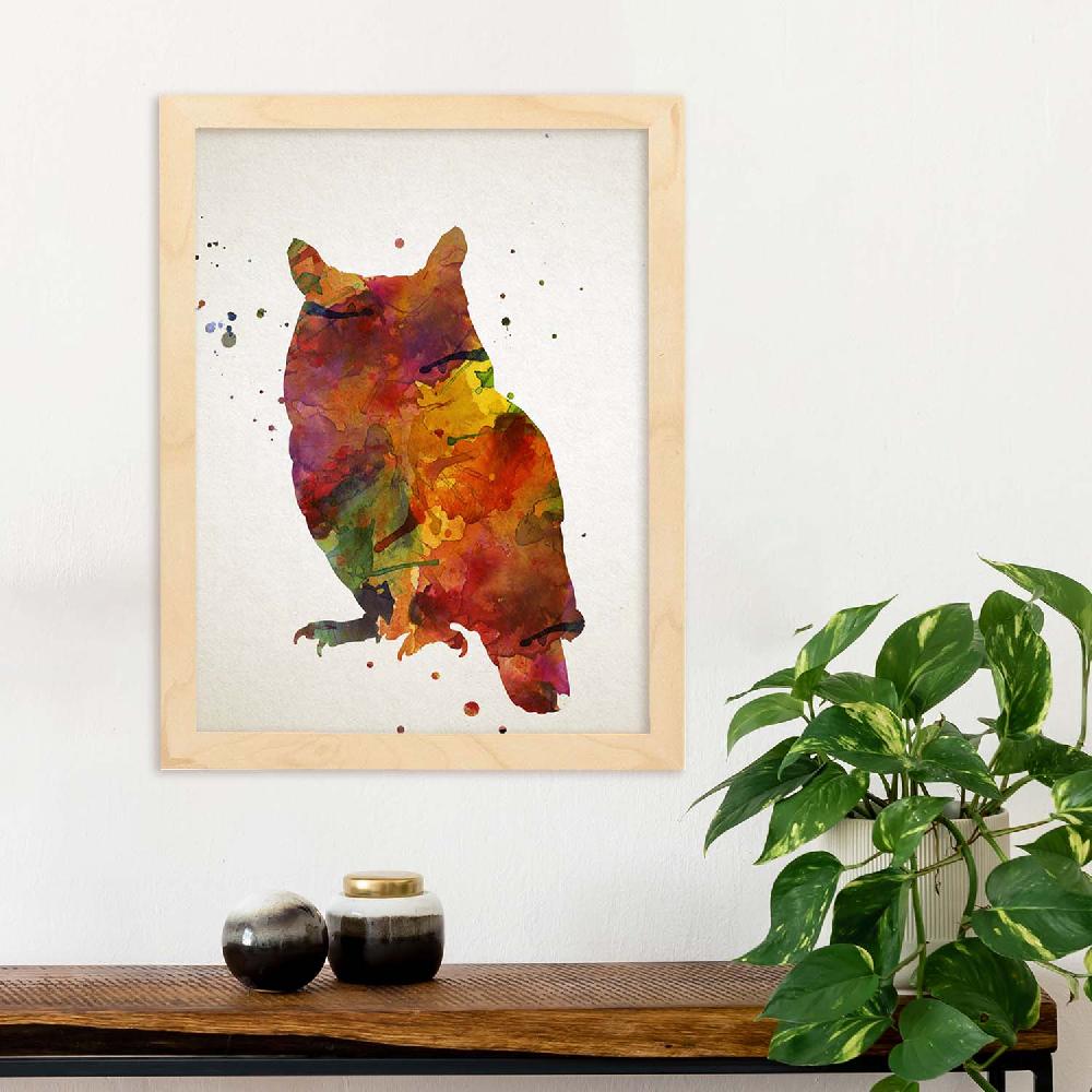 Nacnic Póster De Buho En Acuarela