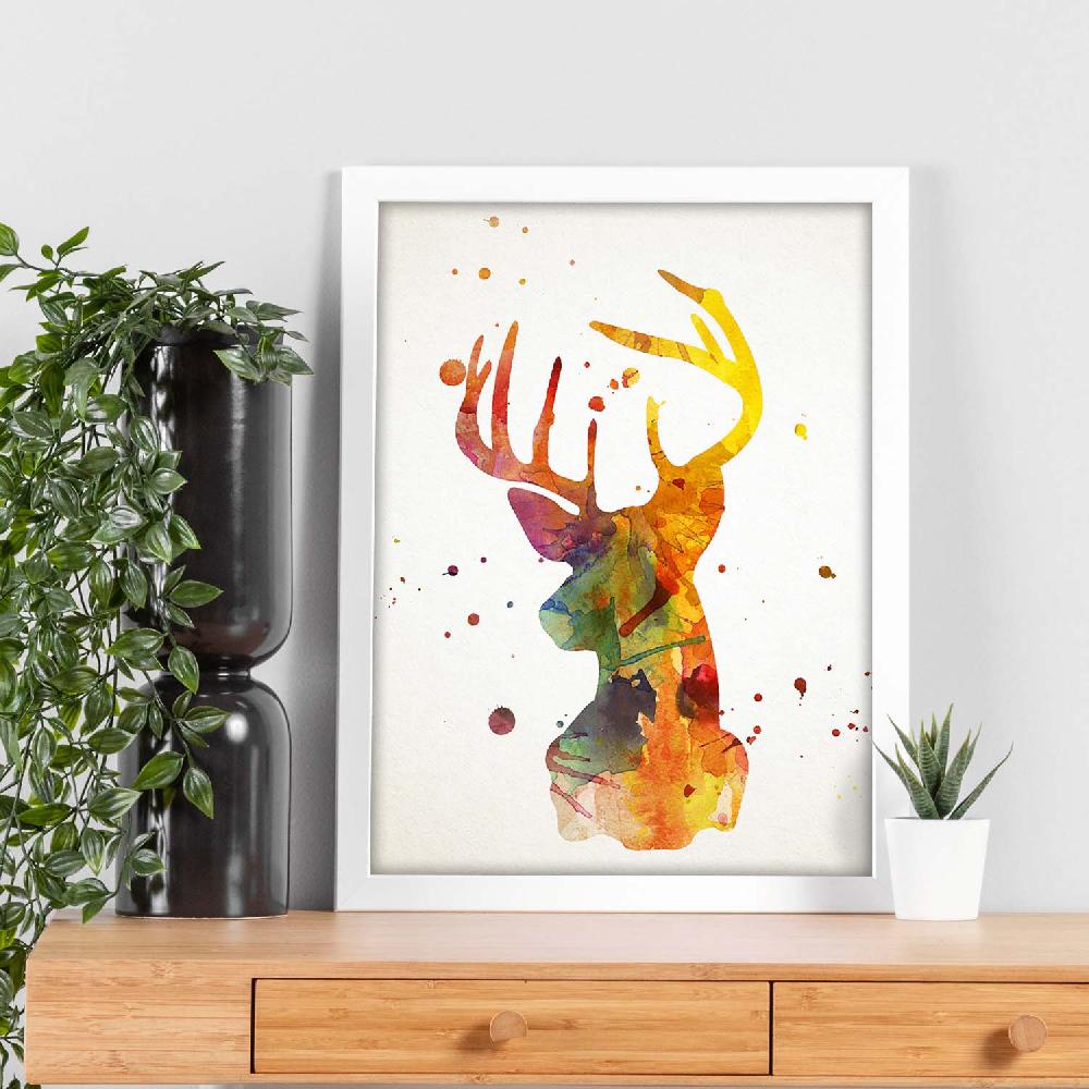 Nacnic Poster De Ciervo En Acuarela