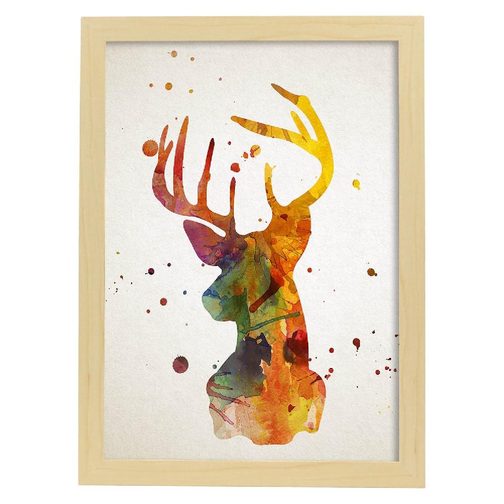 Nacnic Poster De Ciervo En Acuarela