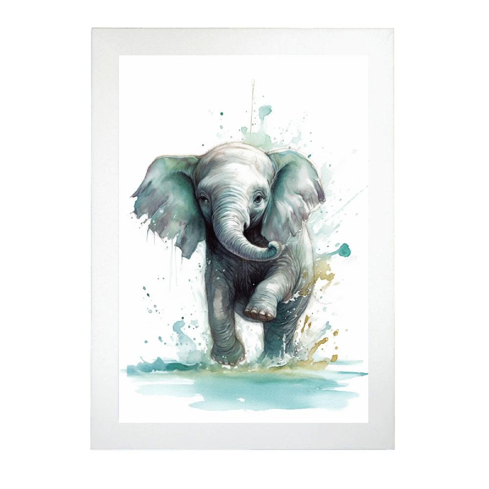 Nacnic Póster De Elefante Bebé Jugando En El Agua