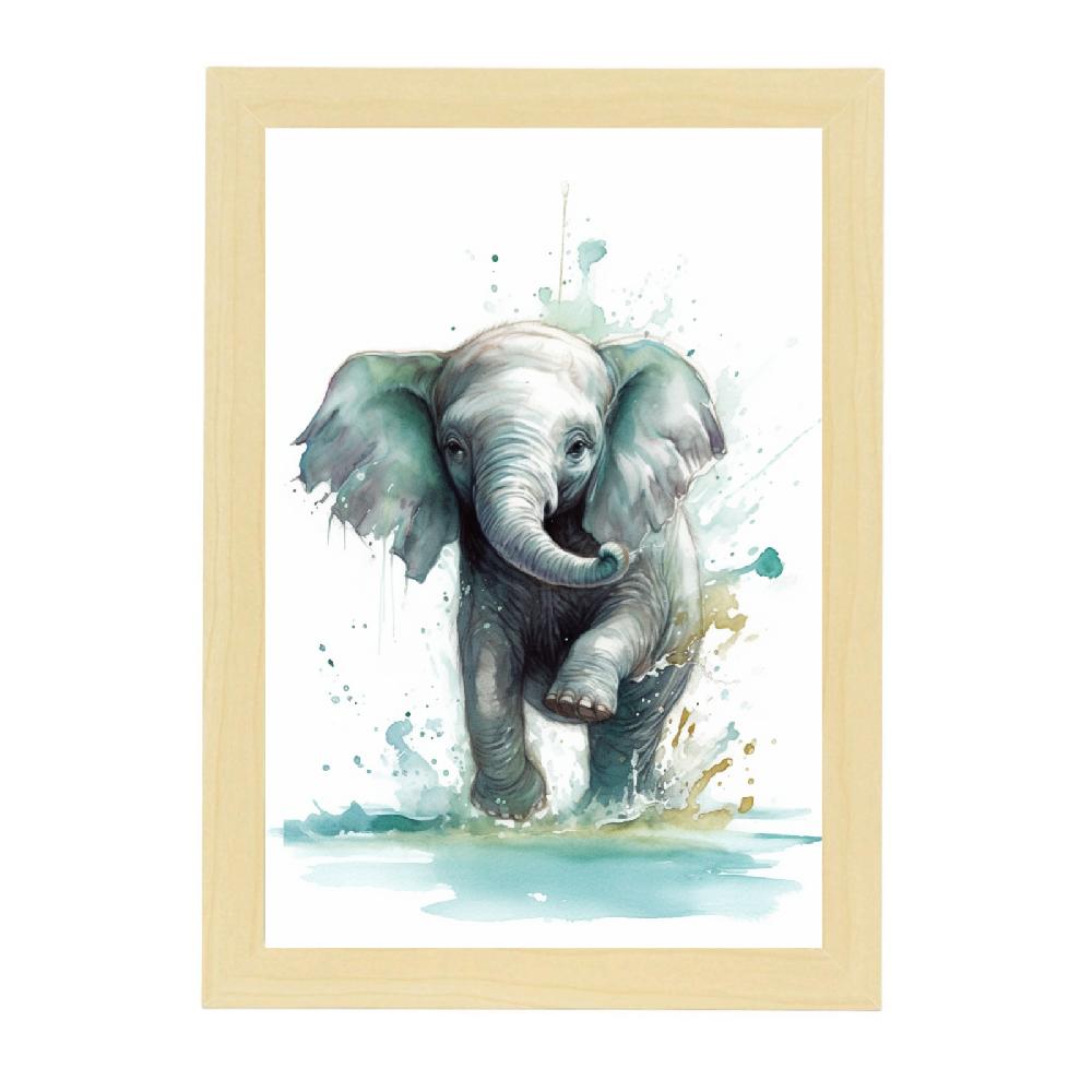 Nacnic Póster De Elefante Bebé Jugando En El Agua
