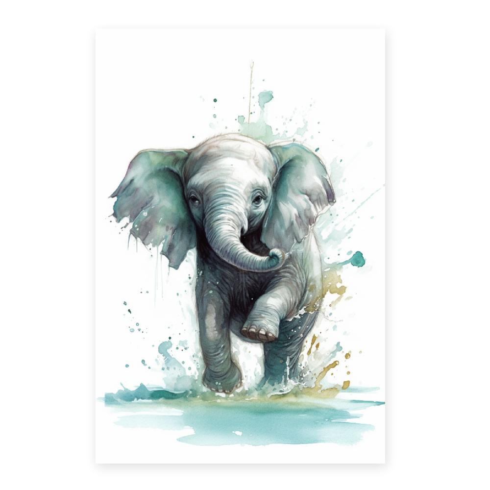 Nacnic Póster De Elefante Bebé Jugando En El Agua