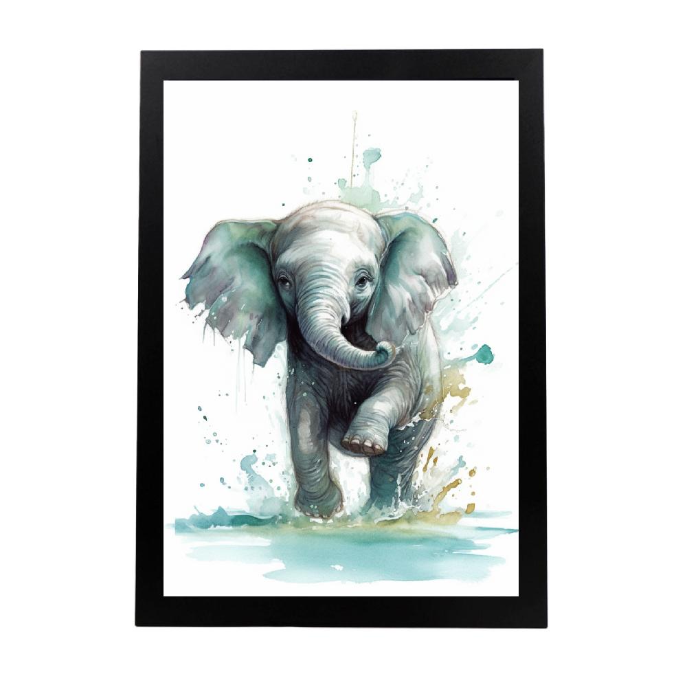 nacnic Póster de Elefante Bebé Jugando en el Agua