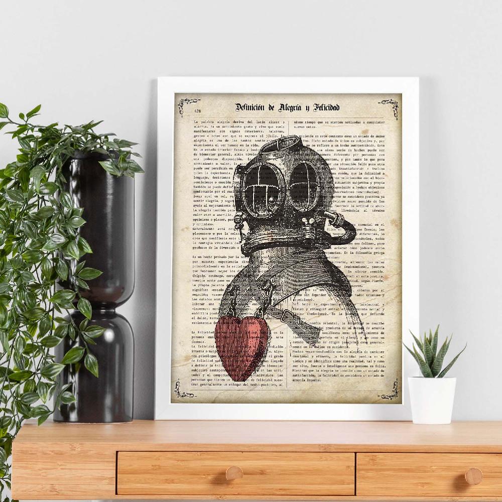 Nacnic Poster De Escafandra Enamorada Vintage