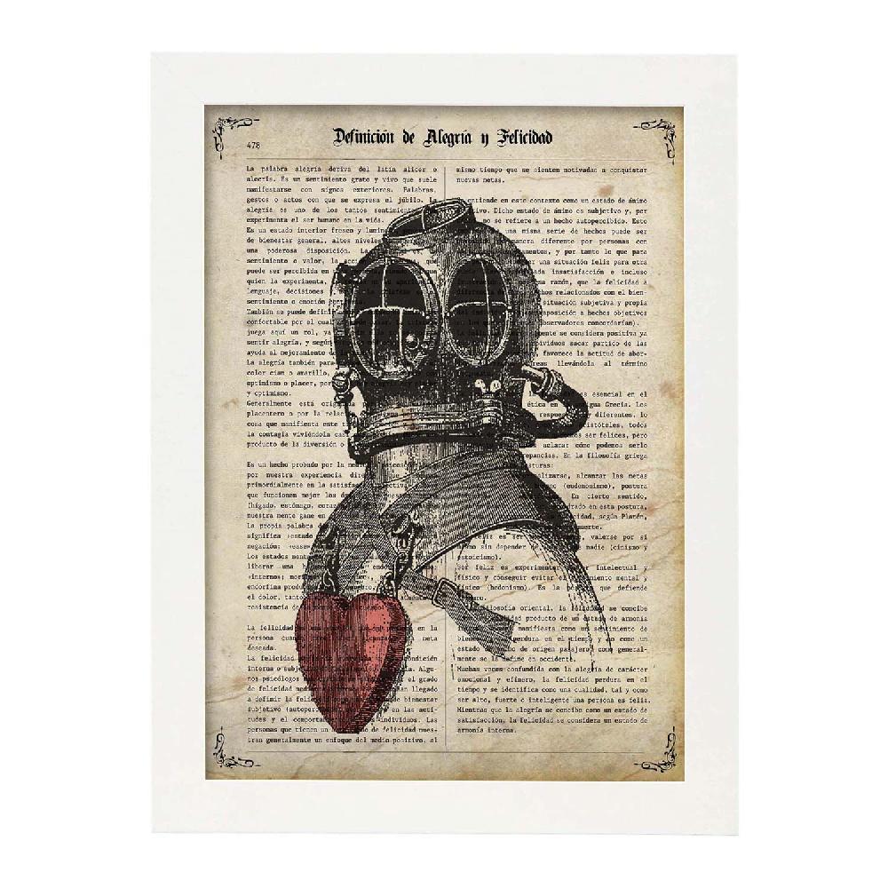 Nacnic Poster De Escafandra Enamorada Vintage