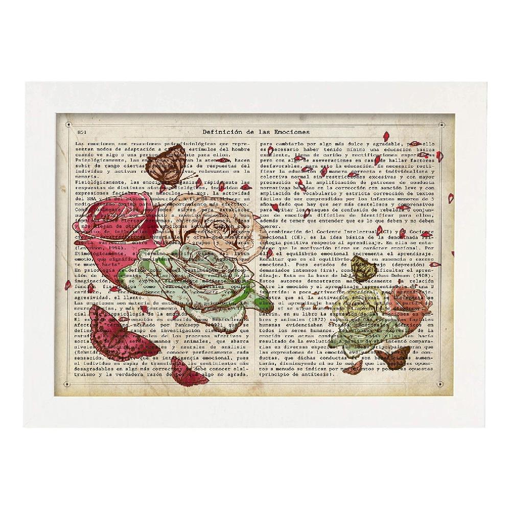 Nacnic Póster De Flores Y Mariposas Estilo Antiguo
