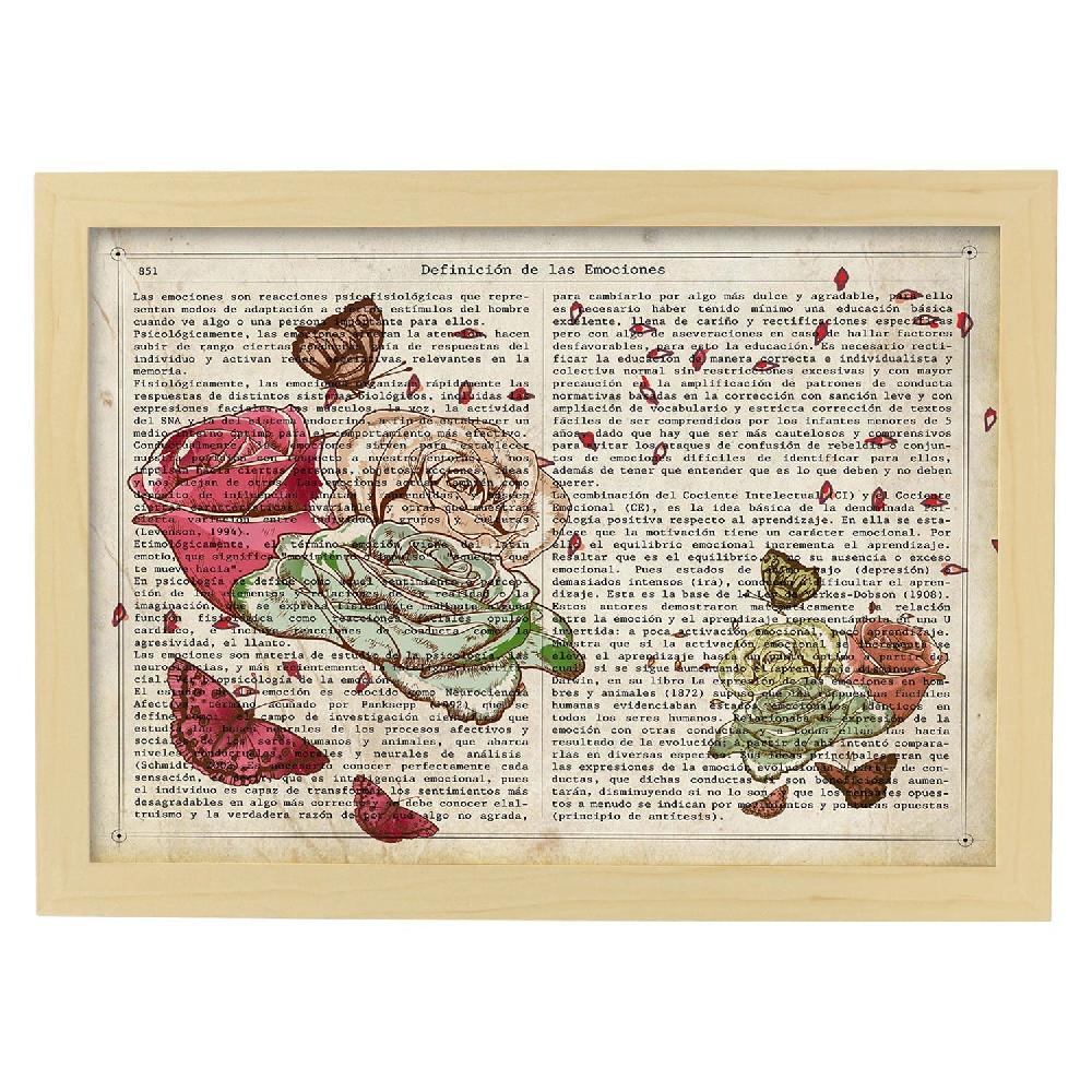 Nacnic Póster De Flores Y Mariposas Estilo Antiguo