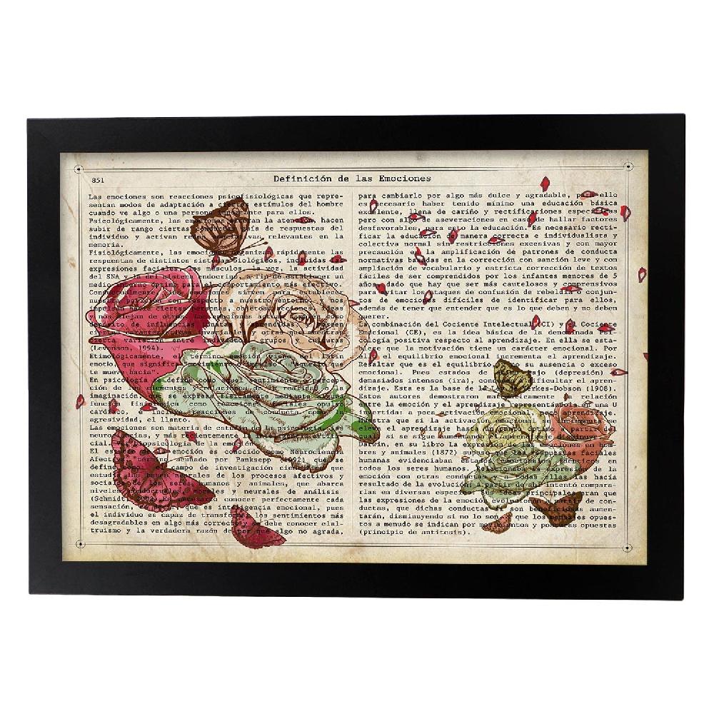 Nacnic Póster De Flores Y Mariposas Estilo Antiguo