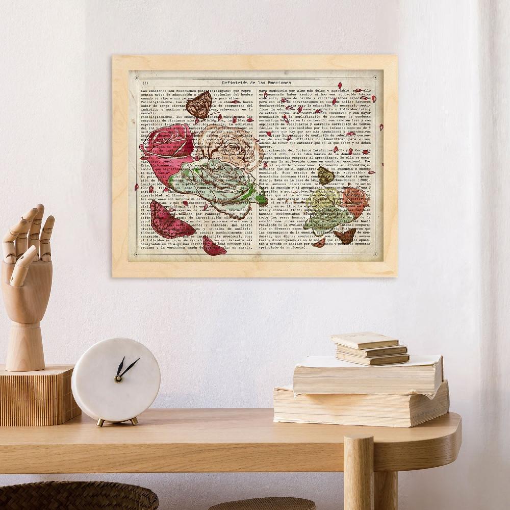 nacnic Póster de Flores y Mariposas Estilo Antiguo