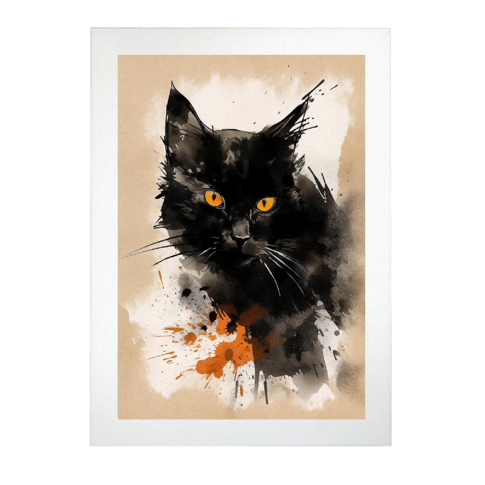 Nacnic Póster De Gato Negro Al Estilo Sumi-E