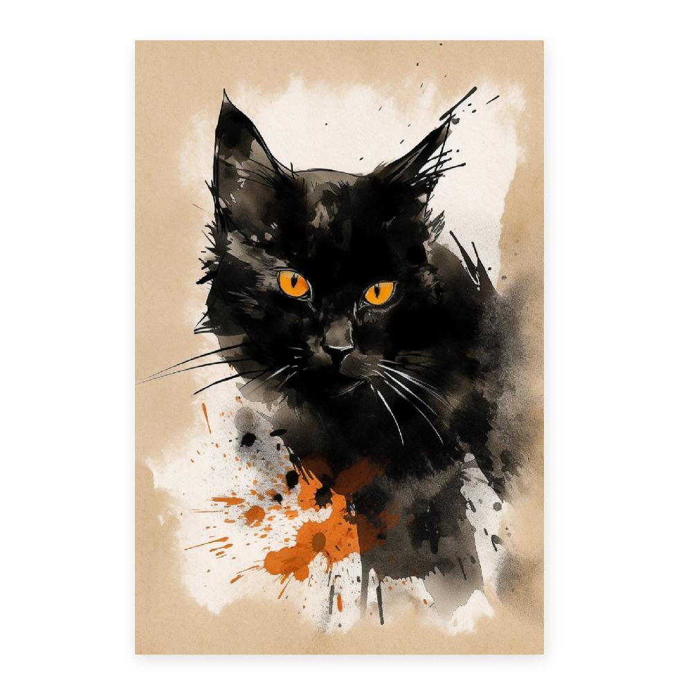 Nacnic Póster De Gato Negro Al Estilo Sumi-E