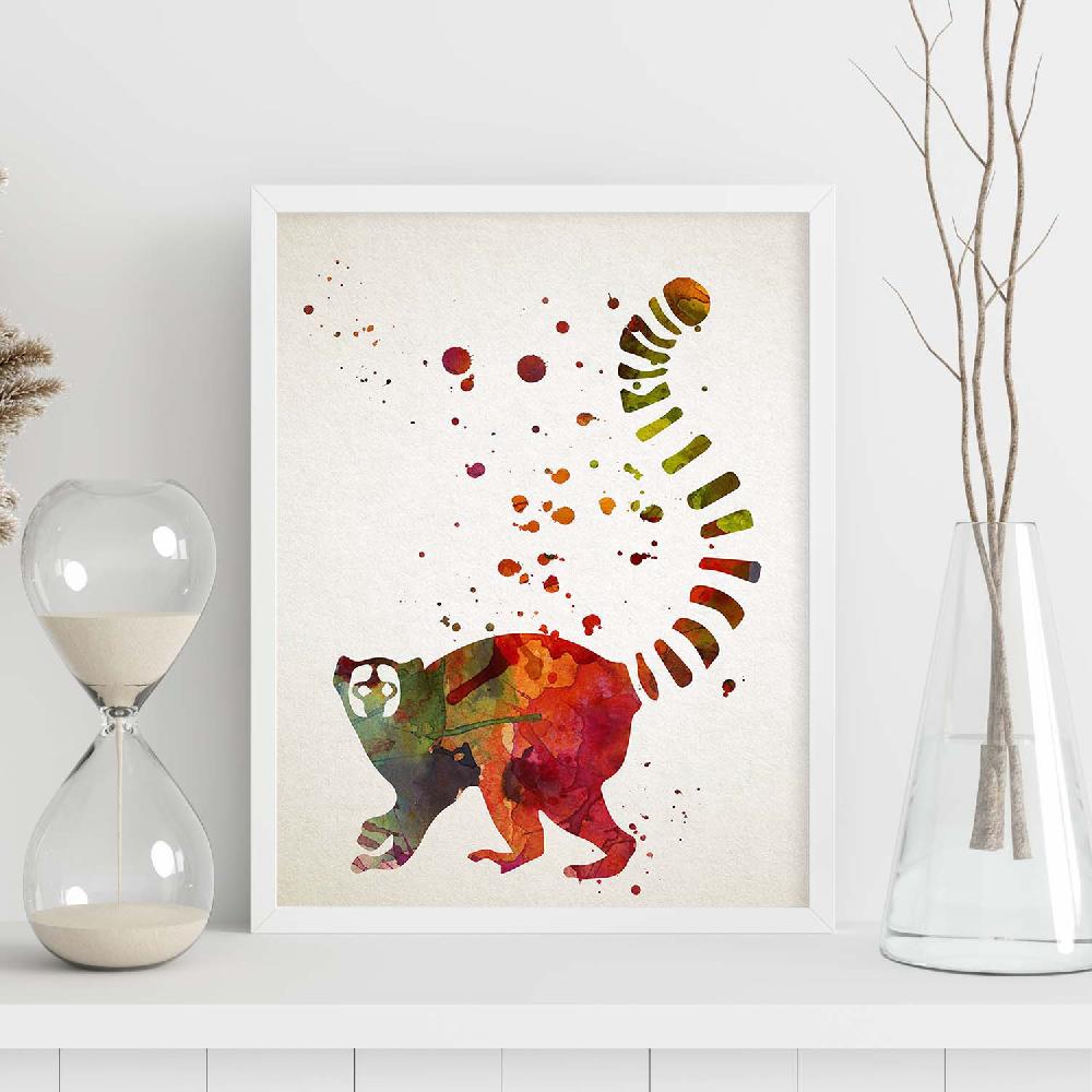 Nacnic Poster De Lemur En Acuarela