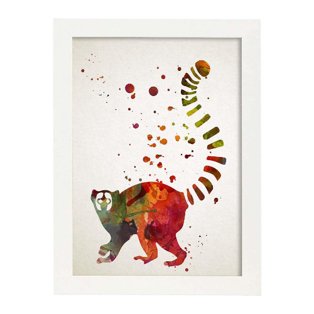 Nacnic Poster De Lemur En Acuarela