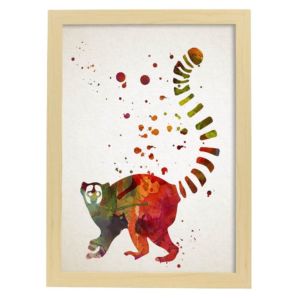 Nacnic Poster De Lemur En Acuarela