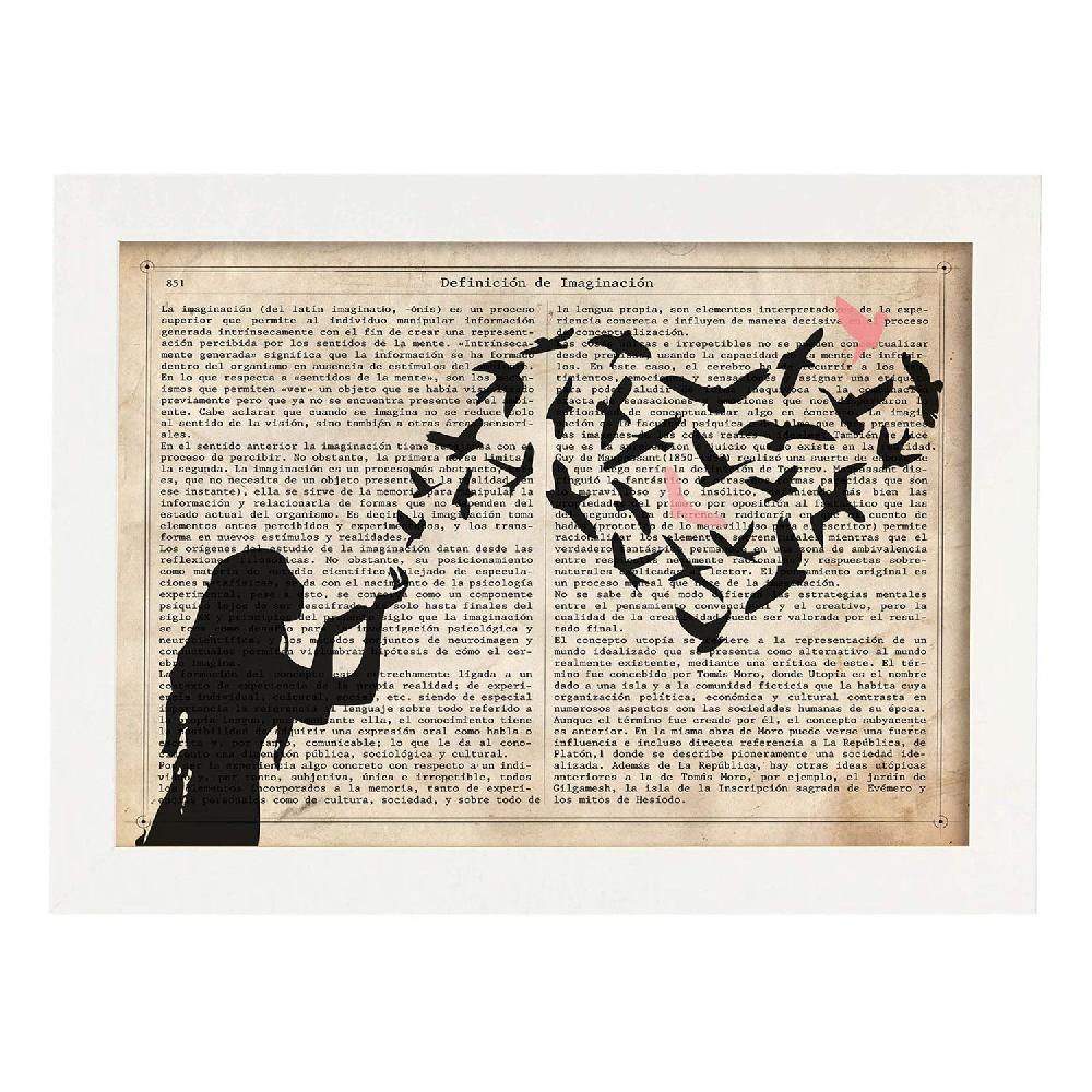 Nacnic Póster De Niña Con Corazón De Pájaros