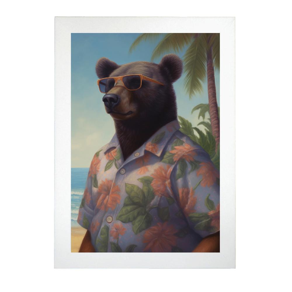 Nacnic Póster De Oso En La Playa Con Palmera