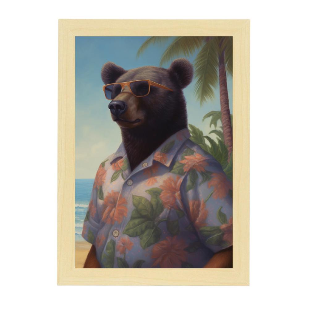 Nacnic Póster De Oso En La Playa Con Palmera