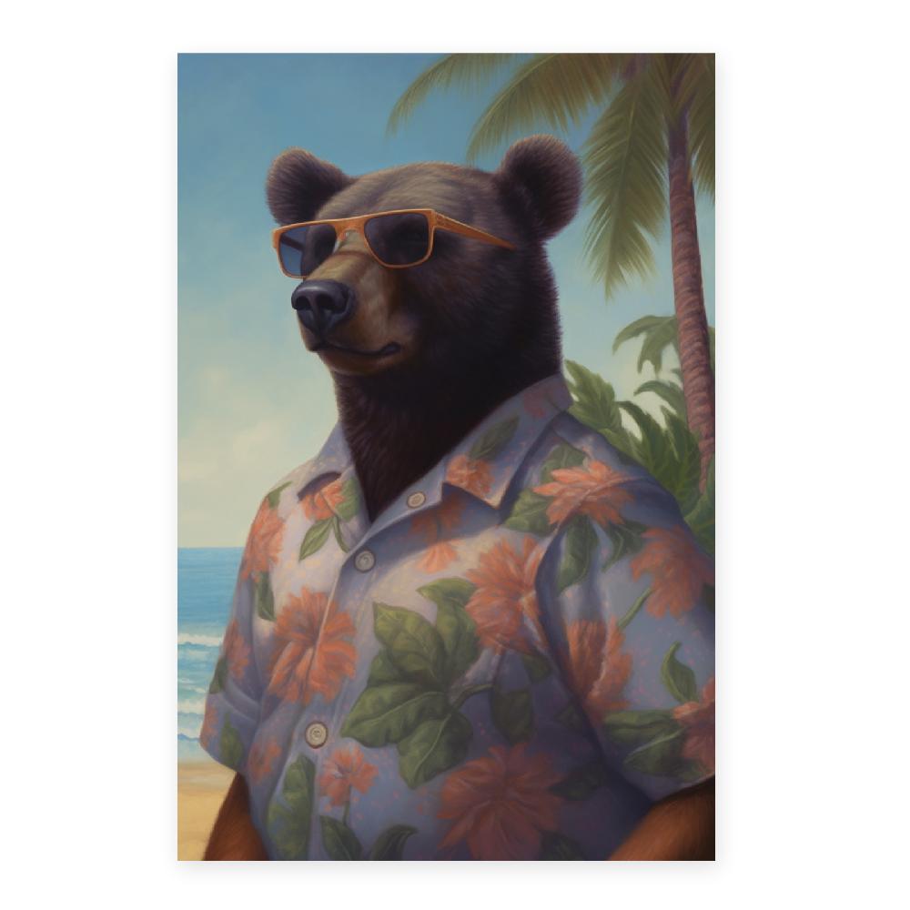 Nacnic Póster De Oso En La Playa Con Palmera