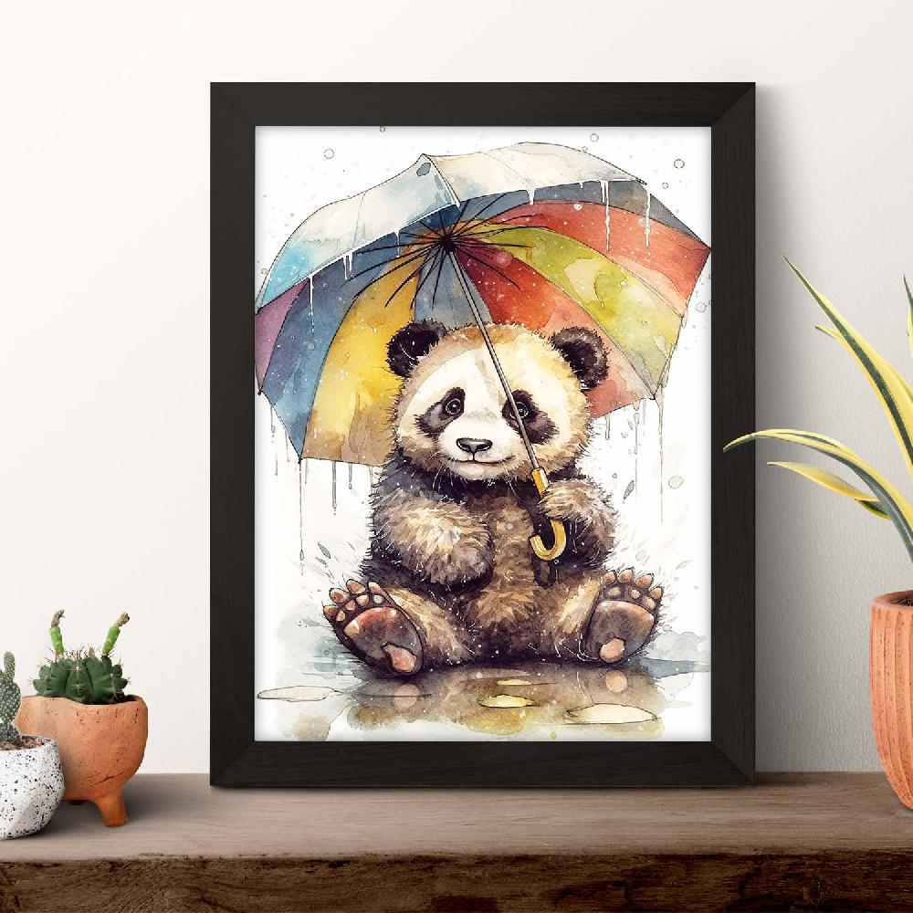 Nacnic Póster De Panda Bebé Con Paraguas