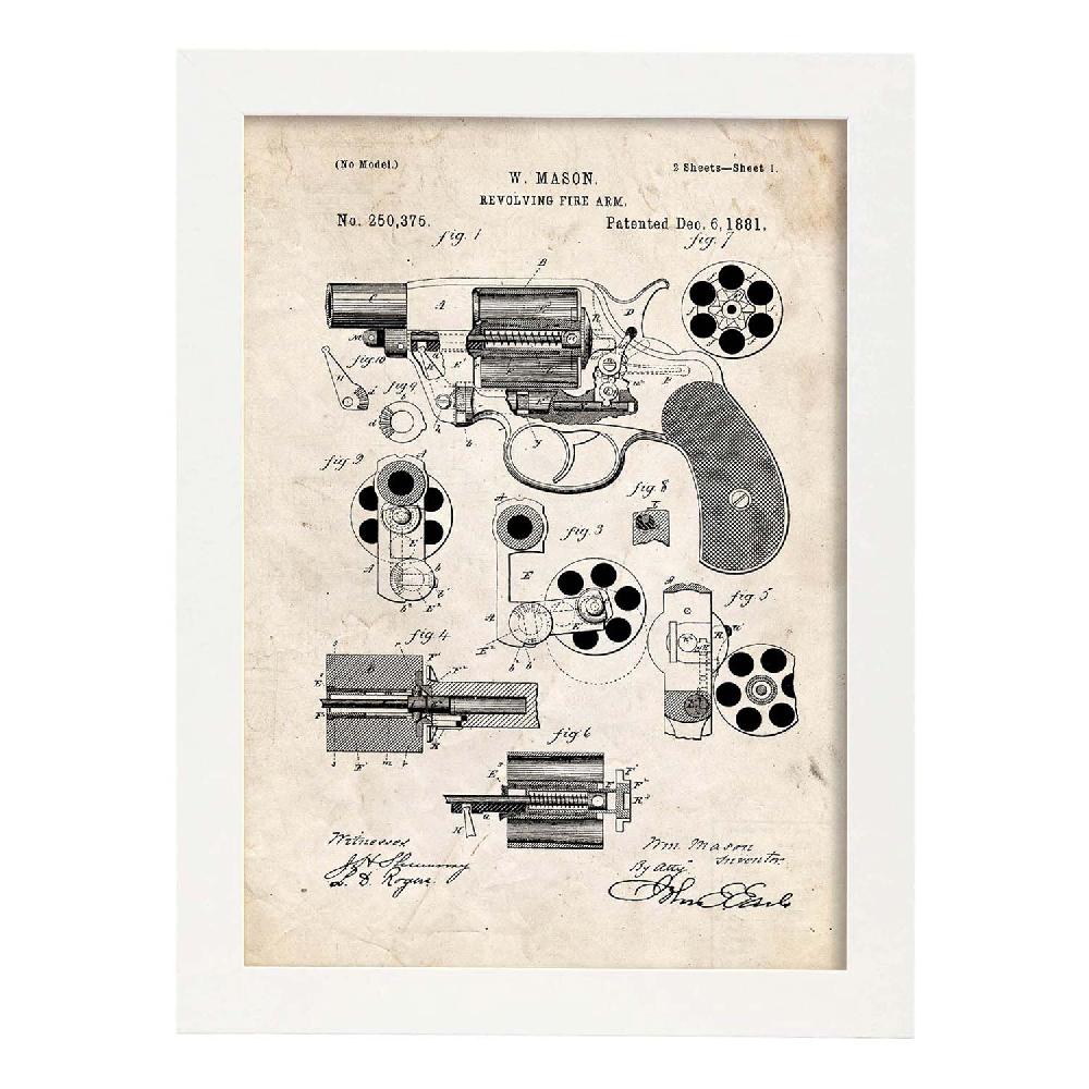 Nacnic Poster De Patente De Revolver Antigua