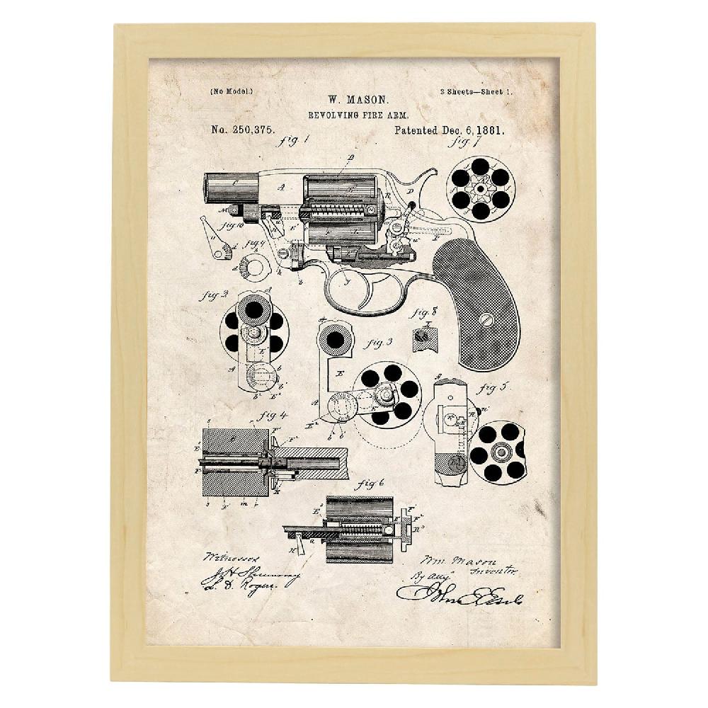 Nacnic Poster De Patente De Revolver Antigua