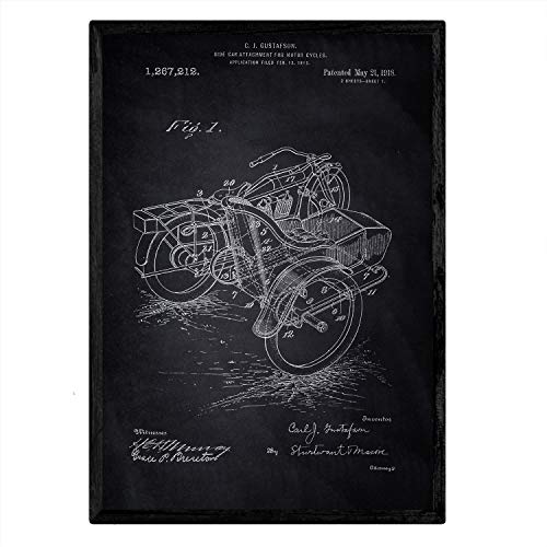 Nacnic Poster De Patente De Sidecar Antigua