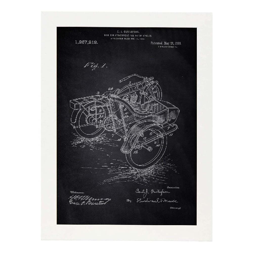 Nacnic Poster De Patente De Sidecar Antigua