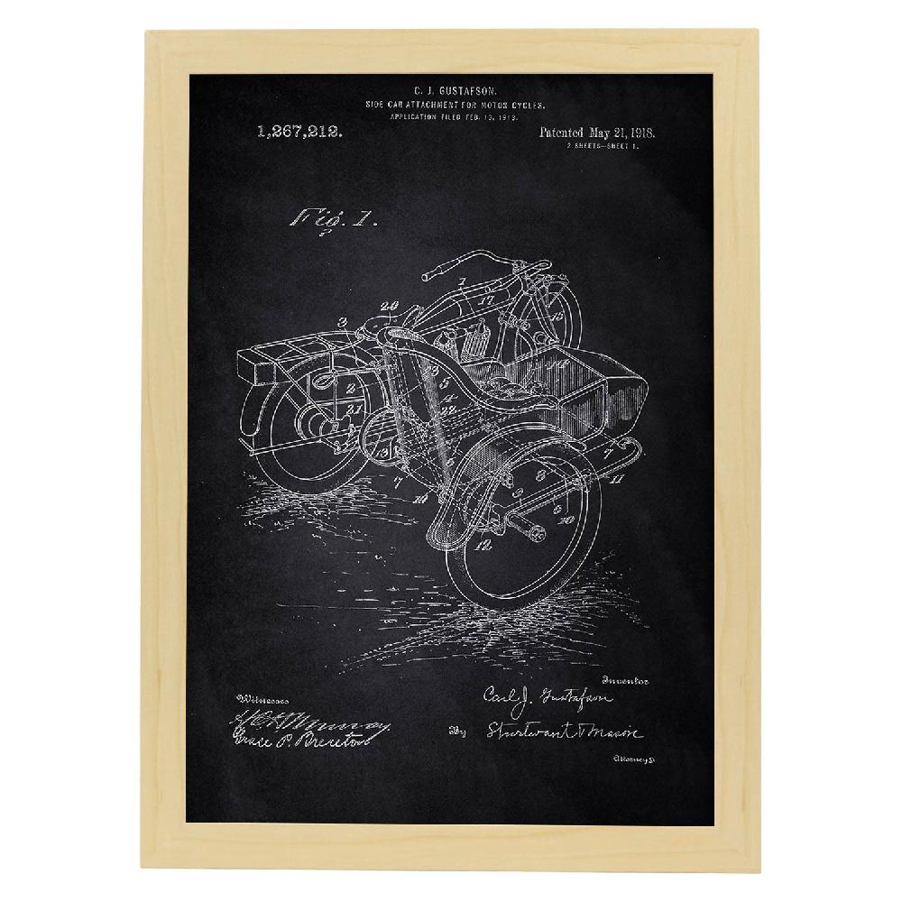 Nacnic Poster De Patente De Sidecar Antigua