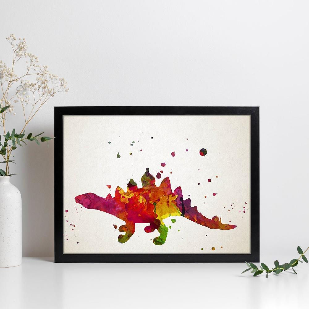 nacnic Póster de Stegosaurus en Acuarela
