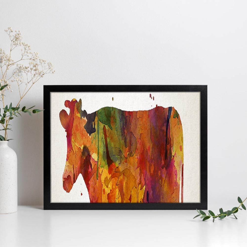 nacnic Poster de Vaca en Acuarela
