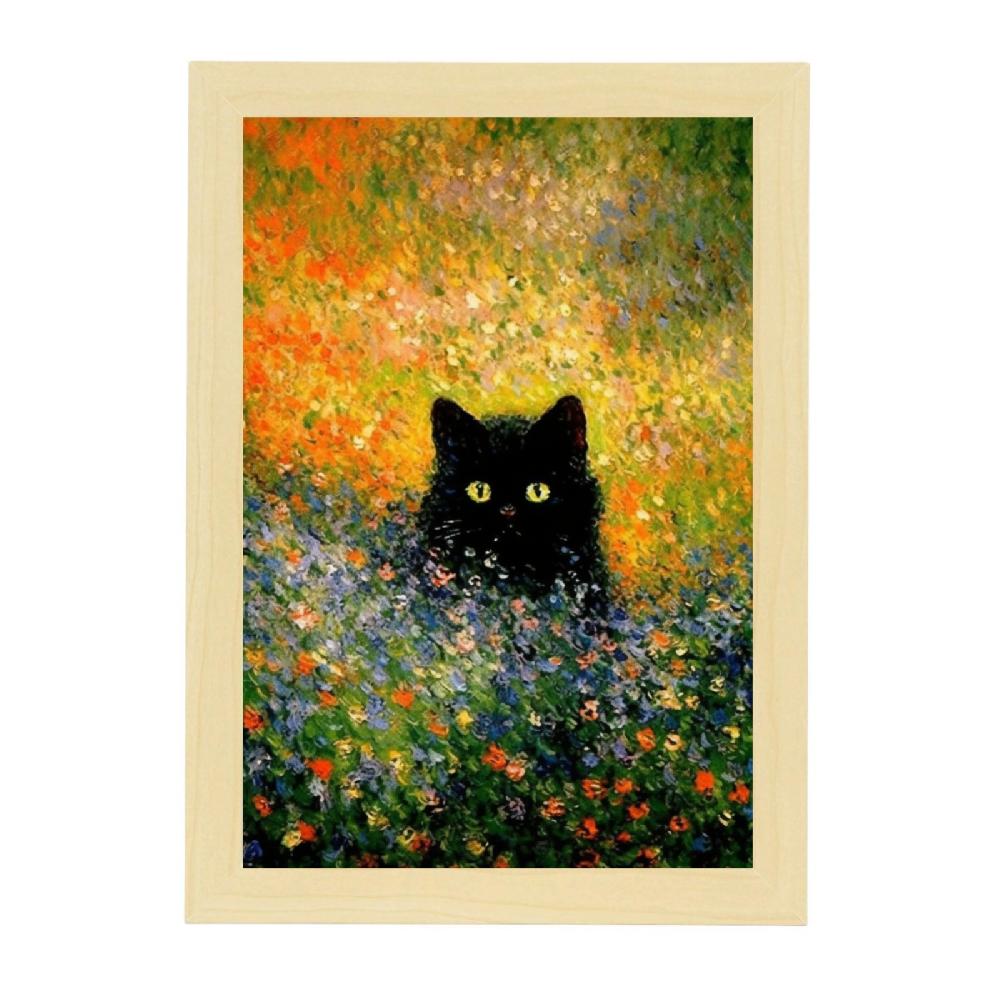 Nacnic Póster Del Gato Negro En El Jardín
