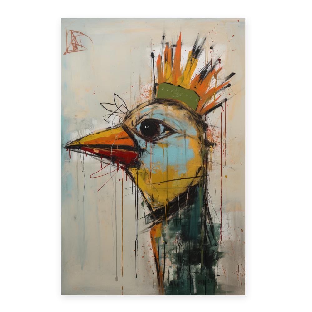 Nacnic Póster "Pájaro Feliz" Estilo Basquiat