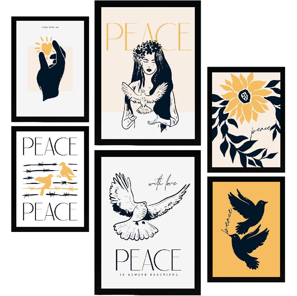 nacnic Póster Tinta Negra Paz y Amor