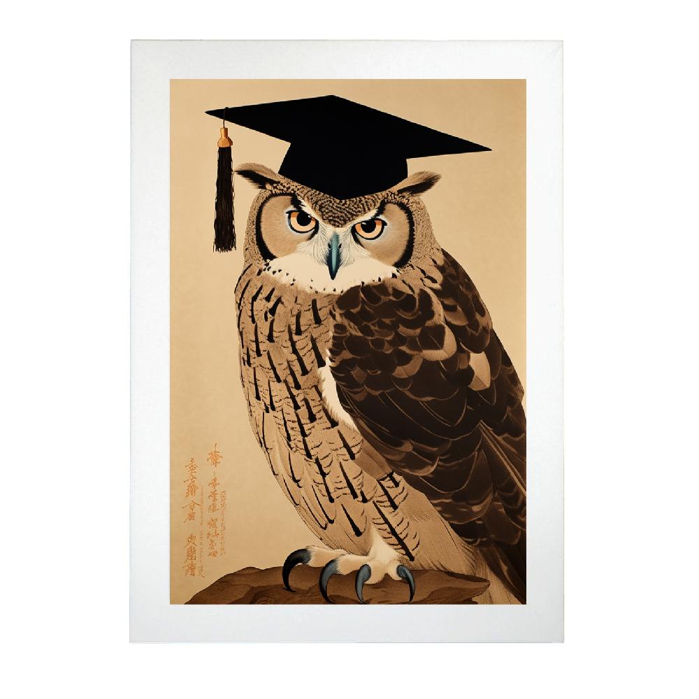Nacnic Póster Ukiyo-e Del Búho Sabio Graduado