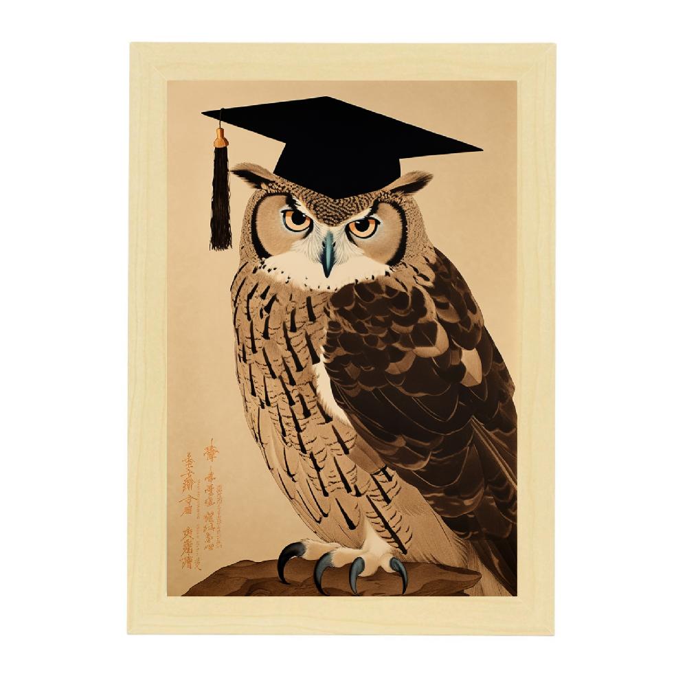 Nacnic Póster Ukiyo-e Del Búho Sabio Graduado