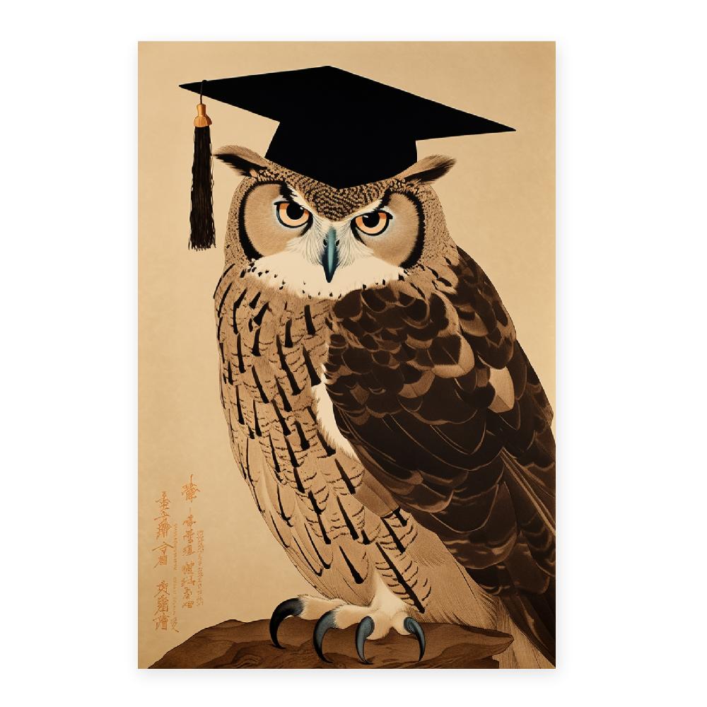 Nacnic Póster Ukiyo-e Del Búho Sabio Graduado