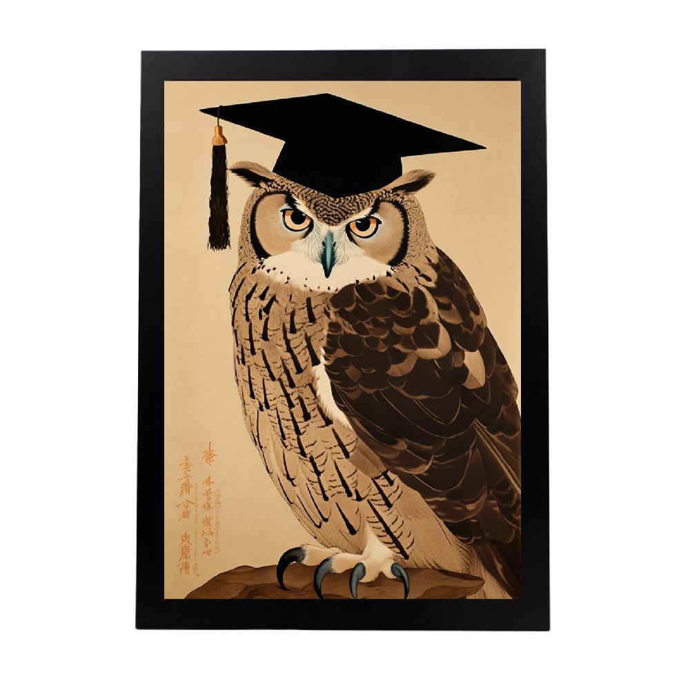 nacnic Póster Ukiyo-e del Búho Sabio Graduado