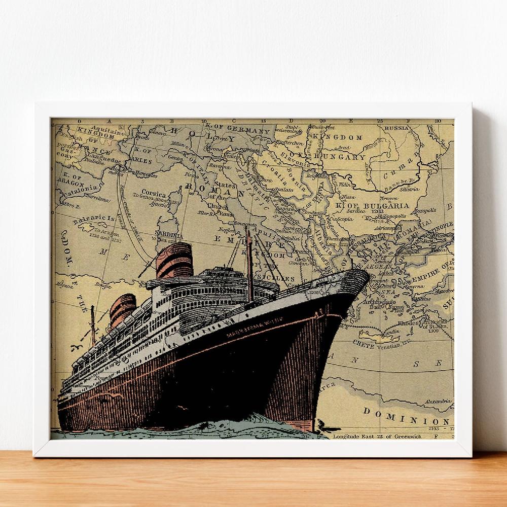 nacnic Póster Vintage de Barco en Croacia