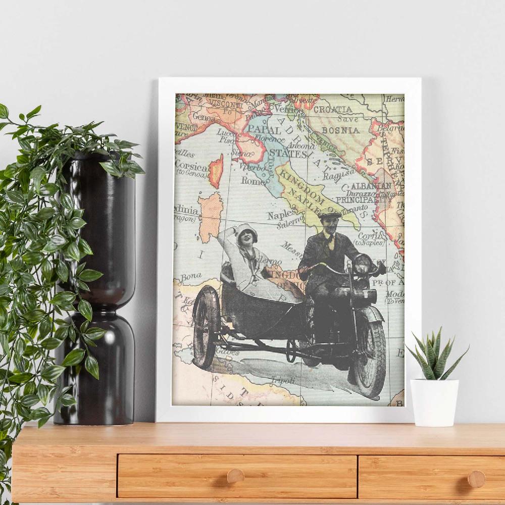 Nacnic Poster Vintage De Sidecar En Italia