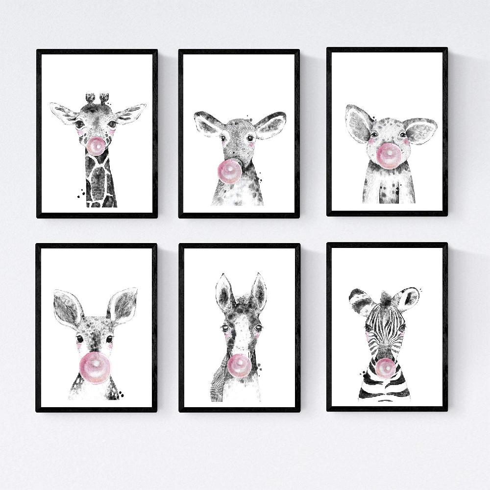 nacnic Set 6 láminas de animales bebés con chicle