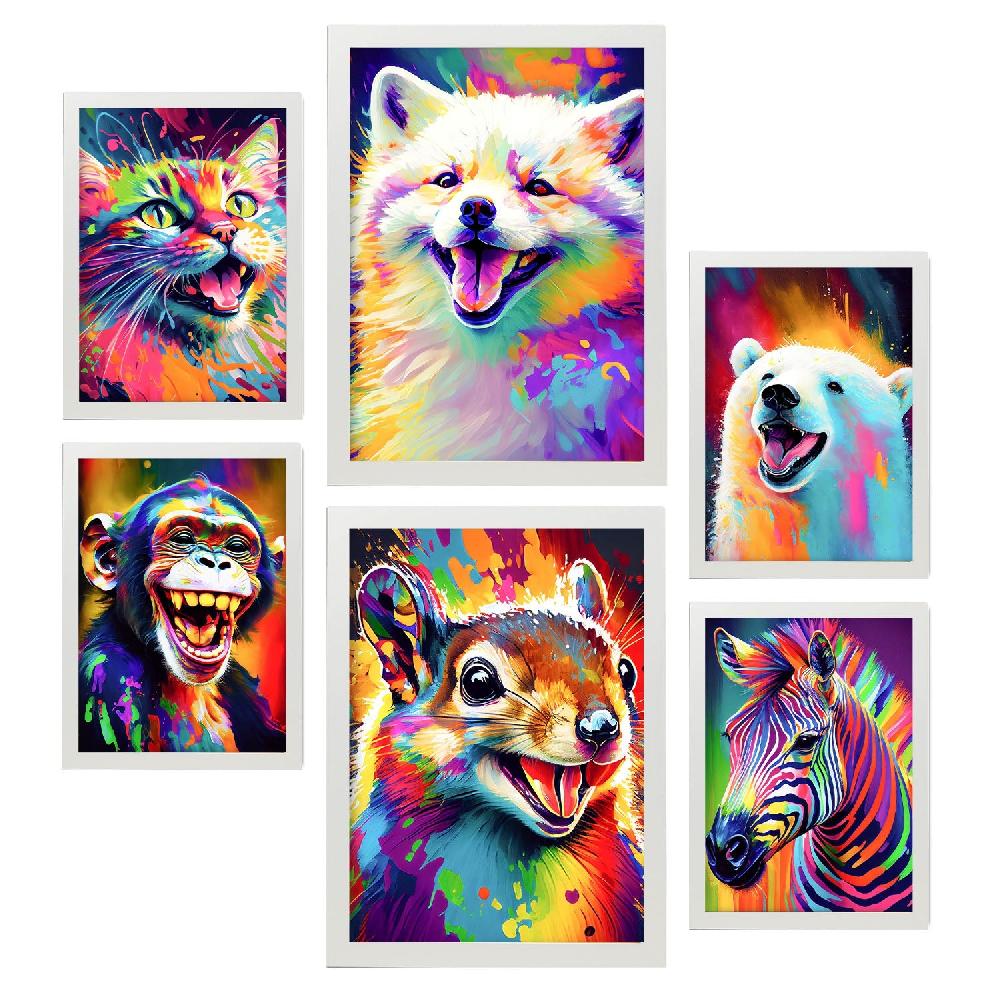 Nacnic Nacnic Set Abstracto De Animales_1 Laminas Para Dormitorio