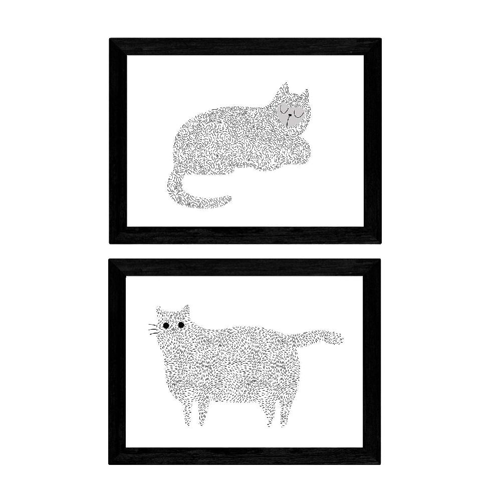 nacnic Set de 2 láminas de gatos en blanco y negro