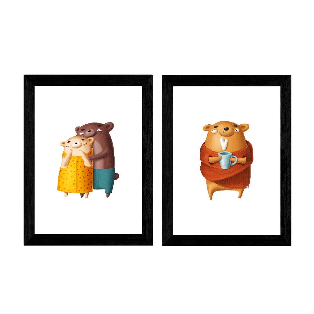 nacnic Set de 2 láminas de osos abrazo y café