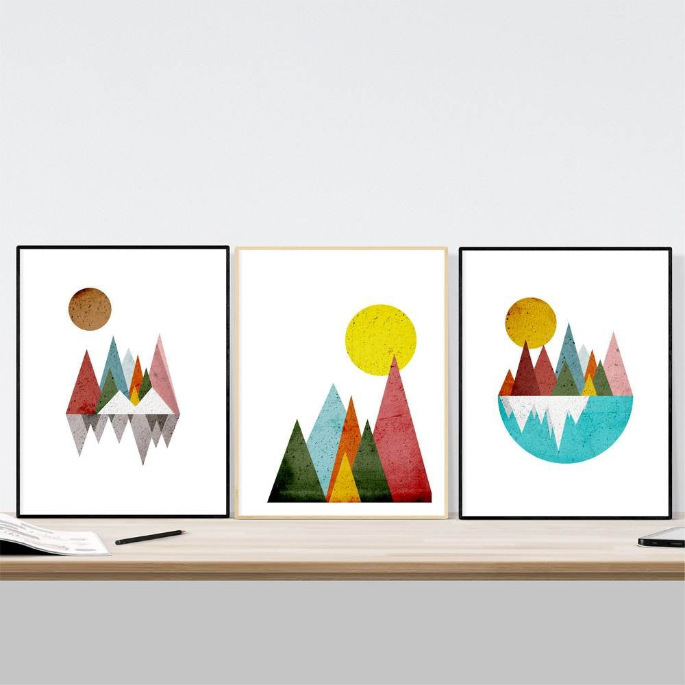 nacnic Set de 3 Láminas Geométricas de Montañas