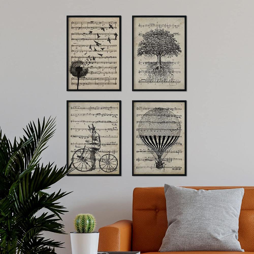 Nacnic Set De 4 Láminas Con Partituras