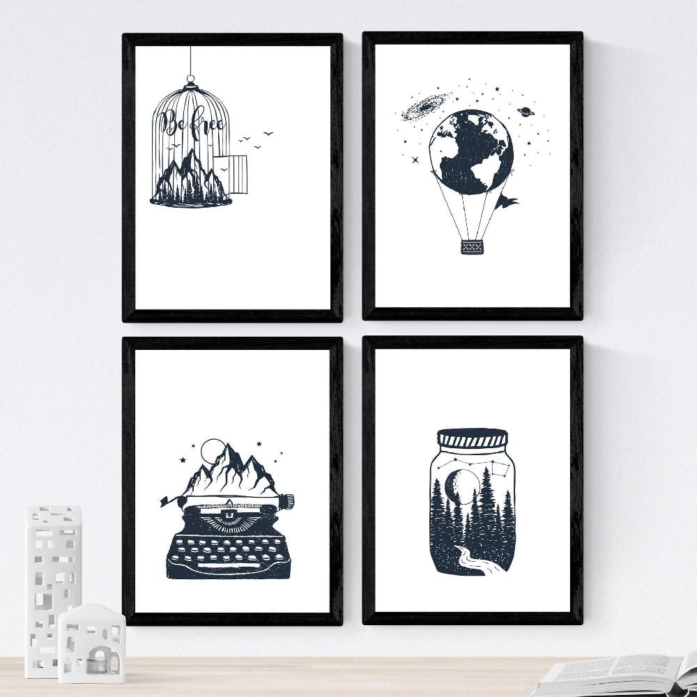 nacnic Set de 4 láminas de Bosque Libre