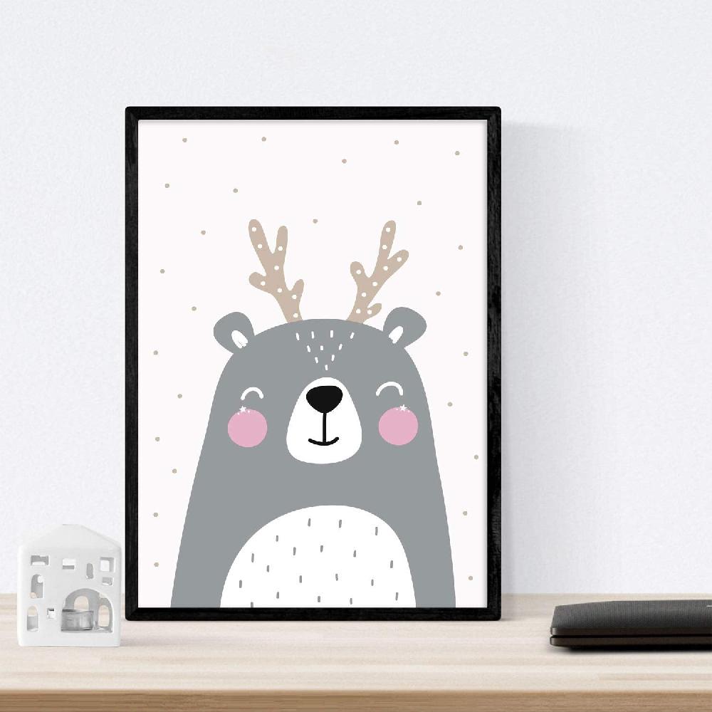 Nacnic Set De 4 Láminas De Oso Hipopotamo Y Erizo