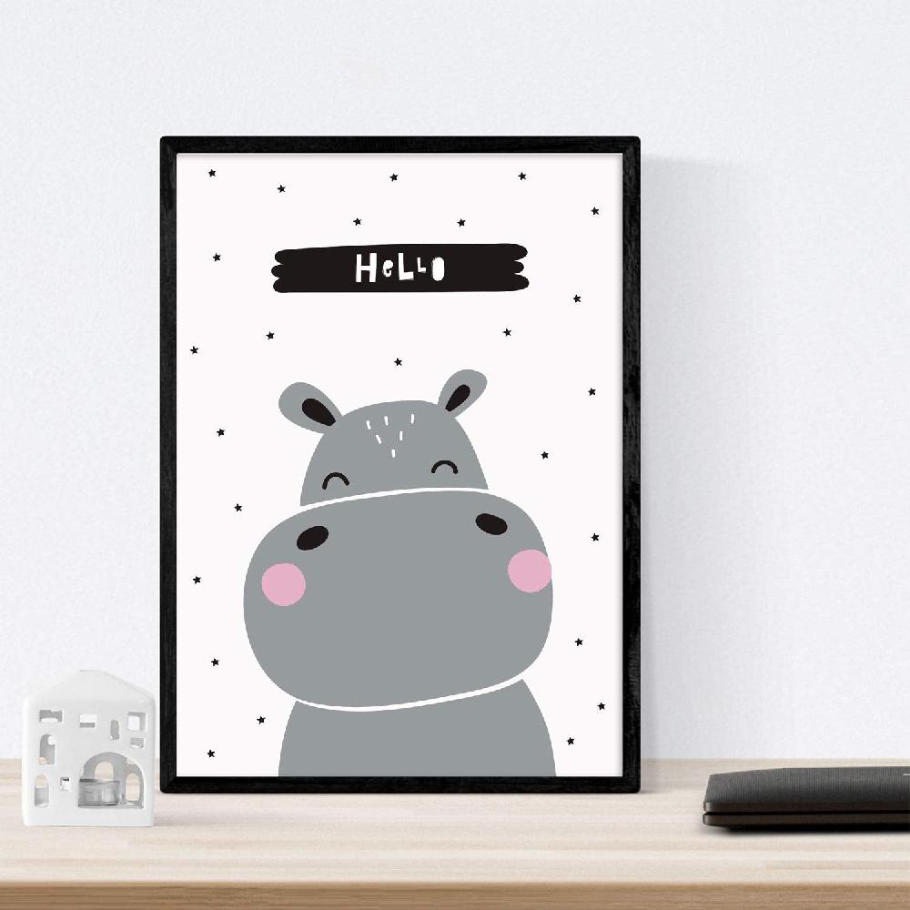 Nacnic Set De 4 Láminas De Oso Hipopotamo Y Erizo