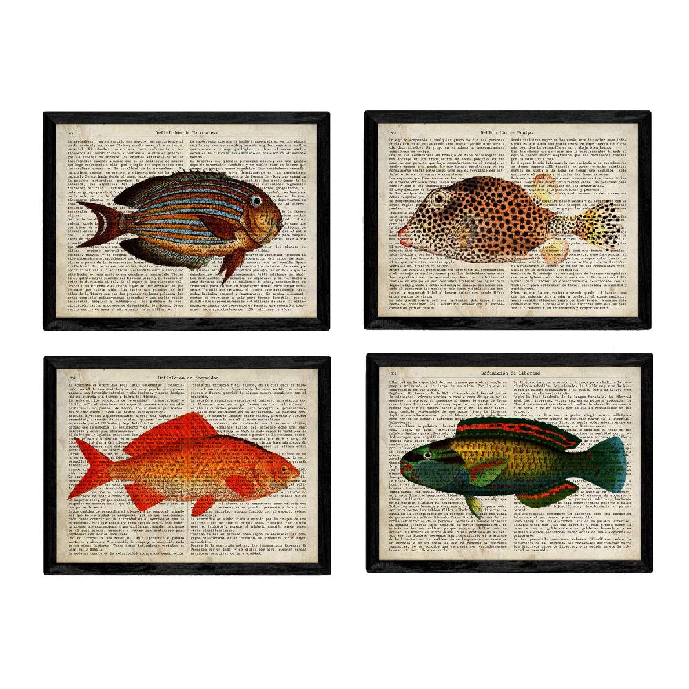 nacnic Set de 4 láminas de Peces con definiciones